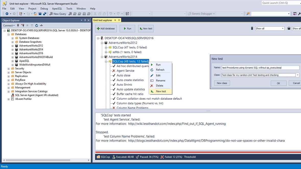 A new SQL unit test