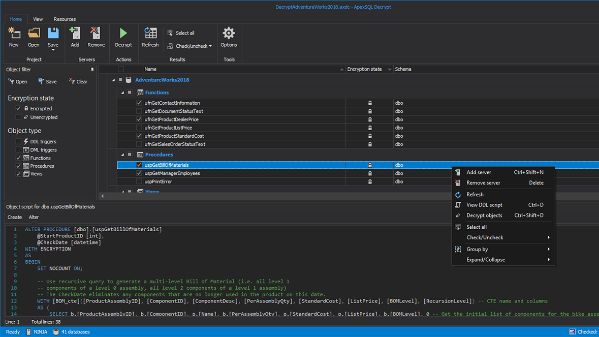 Object view and application main interface